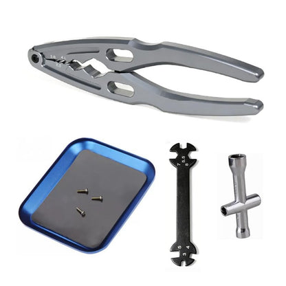 RC Car Repair Tools: Shock Pliers, Repair Pliers, Tie Rod Ball Joint Removal Tool, Repair Screwdriver Set, Small Phillips Socket, Tie Rod Adjustment Wrench, (Gray) (4-Piece Set) - color: 1 Year Ash