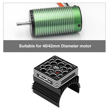 40mm RC Cooling Fan with Heat Sink and Metal Cover RC Electric Motor Fan with Heatsink for 1/8 RC Car 4074 4274 1515 1512 Motor, Black - color: Black
