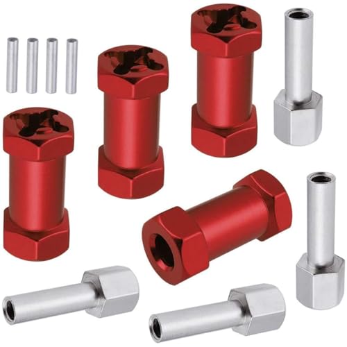 4-Pack HobbyPark RC Wheel Spacers 12mm Hex Drive Hubs Combiner Coupler Aluminum 25mm Offset Extension for 1/10 RC Crawler Car Parts (Red) - color: Red, size: 25mm Length