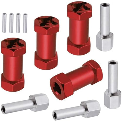 4-Pack HobbyPark RC Wheel Spacers 12mm Hex Drive Hubs Combiner Coupler Aluminum 25mm Offset Extension for 1/10 RC Crawler Car Parts (Red) - color: Red, size: 25mm Length