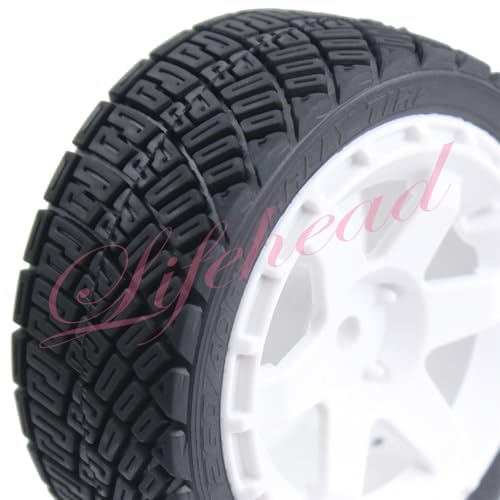 Lifehead 67mm RC On-Road Rally Car Tires and Wheels for 1/10 RC On-Road Touring Drift Car HSP Tamiya XV01 TT01 TT02B HPI Kyosho FAZER MK2 /12mm Hex - color: White a