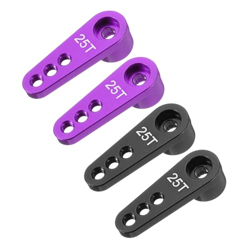 MECCANIXITY Metal 25T 25 Teeth Steering Servo Single Arm Horn Purple & Black for DIY RC Car/Boat/Airplane Boat Accessories 4 Pcs