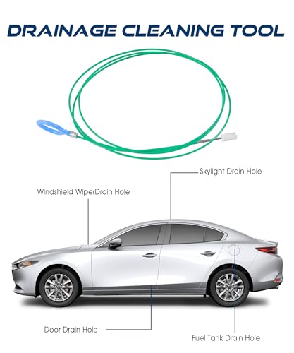 Drain Cleaner,Car Accessories Sunroof Drain Cleaning Tool,Drain Brush,Extra Long Pipe Cleaners for Cars,Fit for Auto Washing,Engine Cleaning,Truck Detailing,Exterior Clean (196 Inch) - size: 196 Inch