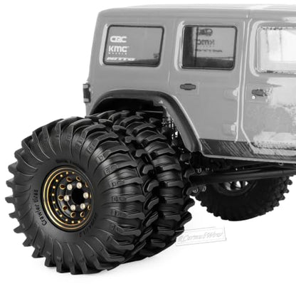 1.0 Beadlock Dually Wheels and Tires for 1/24 1/18 RC Crawler Car SCX24 TRX4M,Soft Mud Tires 1.0 Beadlock Tires Set Brass 1.0 Beadlock Wheels Double Wheels,4pcs,Style3 - style: Style3(4pcs)