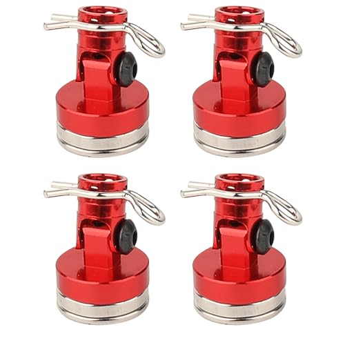 4PCS RC Magnetic Body Post with Clips,Alloy Magnetic Stealth Invisible Body Shell Mount Column Compatible with HSP Redcat Himoto Traxxas SCX10 4WD 1/10 RC Car (red) - color: Red