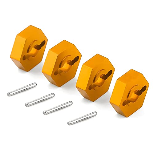 kingsea RC Front & Rear Aluminum Wheel Hubs Hex Driver Adapter 12 mm Upgrade 7154 Compatible with Traxxas 4x4 Slash E-Revo Summit 1/16 Truck Car - color: Orange