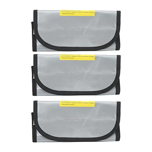 Fafeicy Fireproof Explosionproof Lipo Battery Safe Bag 2PCS 185x75x60mm with Airflow Isolating PVC Fiber for Lipo Battery Storage Transport and Charging
