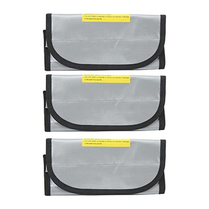Fafeicy Fireproof Explosionproof Lipo Battery Safe Bag 2PCS 185x75x60mm with Airflow Isolating PVC Fiber for Lipo Battery Storage Transport and Charging