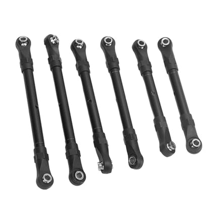RC Tie Link Rods Set, 6 Pcs RC Car Steering Tie Rod Aluminum Alloy Spare Part Long Short RC Tie Rods Set for Slash Remote Controlled Car (Black) - color: Black