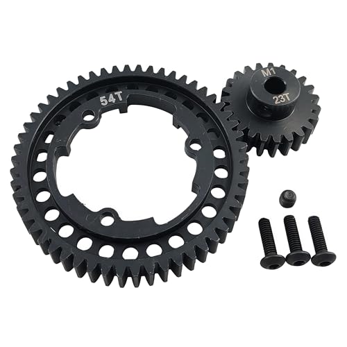 Hardened Steel 1.0 Mod Spur Gear with 23T Pinion for X-Maxx Maxx E-Revo (54T) | 1/5 Scale,1/7 XO-1,1/10 Maxx,E-Revo 2.0 VXL,Heavy Duty,Upgrade Parts,6449 Compatible,High Strength - style: 54T