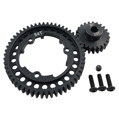 Hardened Steel 1.0 Mod Spur Gear with 23T Pinion for X-Maxx Maxx E-Revo (54T) | 1/5 Scale,1/7 XO-1,1/10 Maxx,E-Revo 2.0 VXL,Heavy Duty,Upgrade Parts,6449 Compatible,High Strength - style: 54T