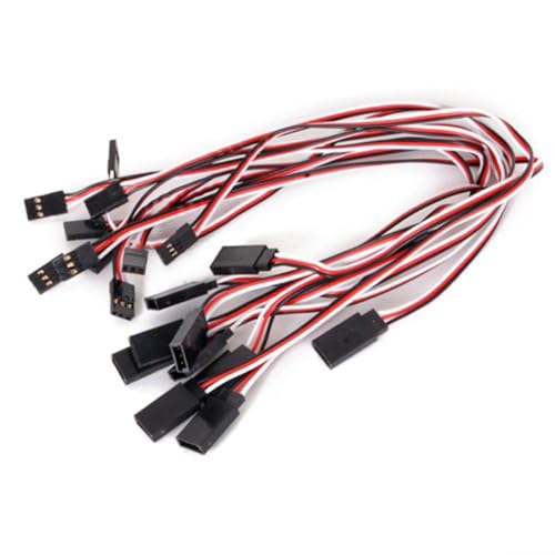Vaguelly 10pcs 32cm 3-pin Male to Female Servo Extension Cable Lead Wire for Rc Car and Helicopter Receiver Connection Sturdy Hard Plastic