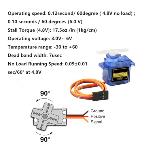 20Pcs SG90 Micro Servo Motor Mini Servo SG90 9g Analog Servo SG90 Steering Gear Compatible with RC Helicopter Airplane Car Boat Robot