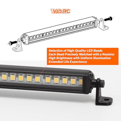 RC Light Bar 20 LED 4.5 Inch Aluminum RC Lights RC Crawler Accessories for Axial SCX10 Traxxas TRX4 TRX4M Arrma Senton Redcat GEN7 1/10 1/18 Scale Rock Crawler Truck (4.5inch) - size: 4.5inch