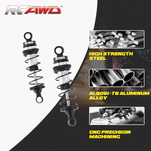 RCAWD Alloy Front Rear Shock for Losi 1/16 Mini-B 1/18 Mini-T Shocks Series Upgrades Part Black - color: Black