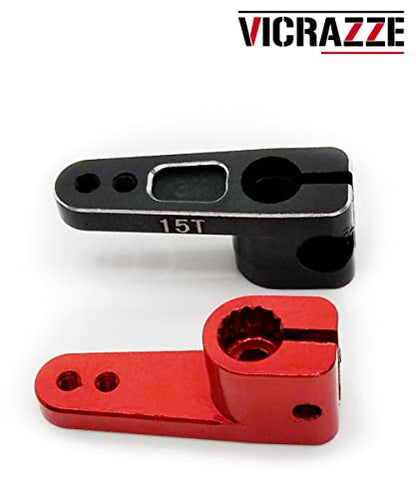 VICRAZZE 15T Servo Horn Aluminum for Axial SCX24 (fit for Emax ES08MA II) for Axial SCX24 90081 1/24 RC Car Black+Red(2pcs)