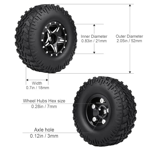 HobbyPark 1.0 Beadlock Wheels for TRX4M AX24 SCX24 FCX24 Enduro24 1/18 1/24 RC Crawler Car (Style B with Tires) - style: Style B with Tires