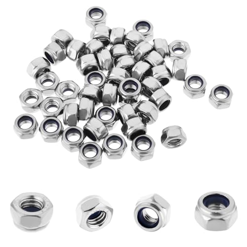 100PCS M5x0.8mm Locknuts Nylon Insert Nut for CNC Machine RC Cars | Metric Nylon Inserted Hex Lock Nuts Self-Lock M5 304 Stainless Steel Self Locking 8mm Hex Nut Driver Tiny Nut - size: M5