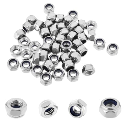 100PCS M5x0.8mm Locknuts Nylon Insert Nut for CNC Machine RC Cars | Metric Nylon Inserted Hex Lock Nuts Self-Lock M5 304 Stainless Steel Self Locking 8mm Hex Nut Driver Tiny Nut - size: M5