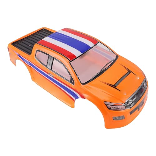 1/10 Scale RC Car Body Shell, Painted Polycarbonate Truck Body Flag Pattern for 26cm Wheelbase RC Cars Trucks (Orange) - color: Orange
