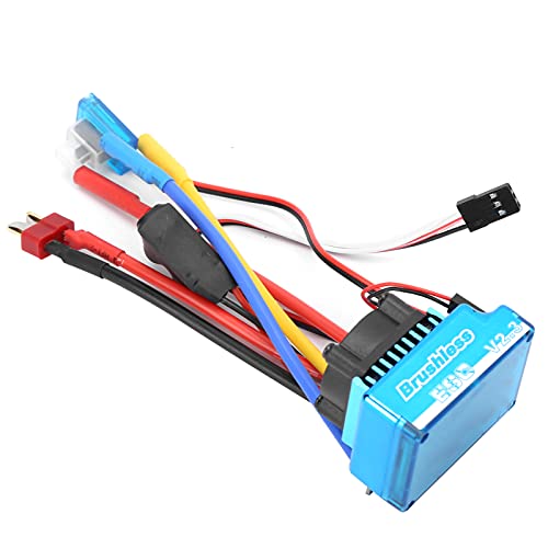 80A Brushless ESC Electric Speed Controller, Waterproof Brushless ESC for 1/10 1/12 RC Car and Boat, Sensorless Compatible with Cooling Fan Removal for Underwater Use