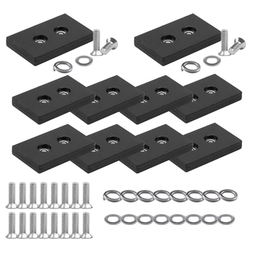 10Pcs Rubber Coated Magnet, Rectangular Rubber Neodymium Anti Scratch Magnet Mount Base for Lighting Camera Tools Equipment Household, Dual-Hole M5, 1.25 * 2 * 0.27"