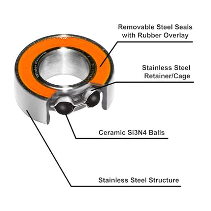 Ceramic + Stainless | for Traxxas 4x4 Slash, Stampede, Rustler Bearings Kit 4WD VXL (21 Pcs)