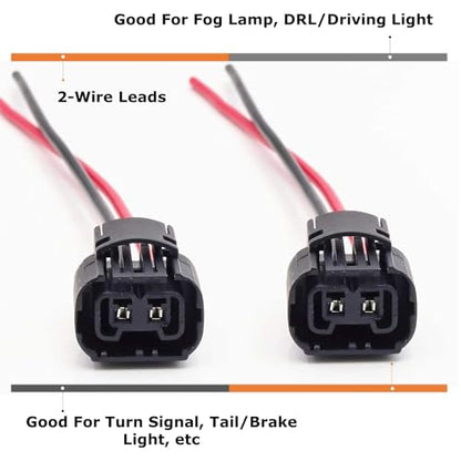 iJDMTOY 5202 2504 PS24W Bulbs Female Connector Wiring Pigtail Harnesses Compatible with Fog Lights/Daylight DRL Lights