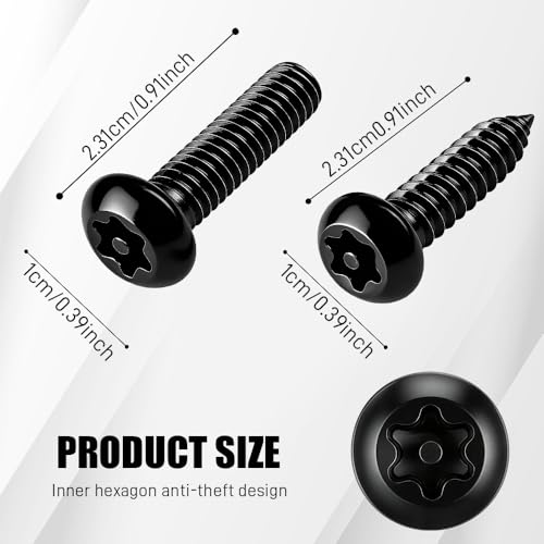 Anti Theft License Plate Screws, License Plate Bolts, Stainless Steel Security Plate Mounting Hardware Kit, Auto Accessories Anti Theft License Plates Screws for Fastening Car Tag Frame Holder