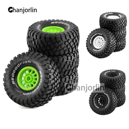 1/7 RC Short Course Truck Tires and Wheels 17mm Hex OD 5.43" 1/8 All Terrain Off Road Tyres with Foam Insert for 1:7 RC Buggy Monster Truck Car TRAXXAS UDR 85086-4 4PCS (Green) - color: Green