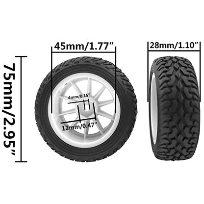 OD 75mm/2.95'' Rubber Tires & Plastic Wheel Rims 12mm Hex Compatible with Traxxas HSP Tamiya HPI Kyosho 1/10 On-Road Touring Racing Car,WLtoys 1/14 144001 RC Buggy (10-Spoke) - style: 10-Spoke