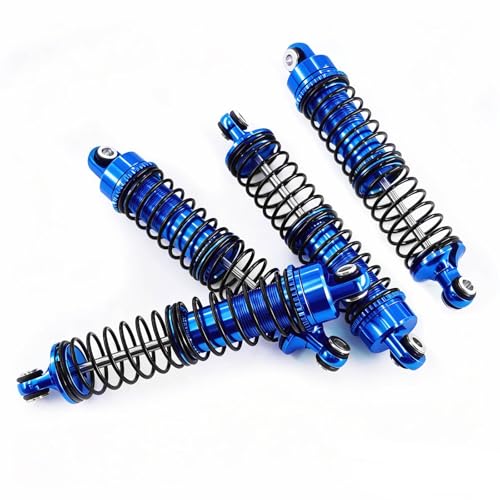 Aluminum Front & Rear Shock Absorber Set for 1/18 RC Cars, Threaded Oil Shocks Suspension Upgrade, 4-Pack (Blue)