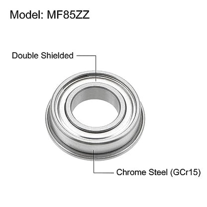 uxcell MF85ZZ Flanged Ball Bearing 5x8x2.5mm Double Shielded Chrome Steel Flange Bearings, 20pcs