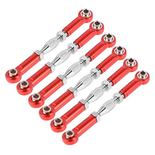 6pcs Adjustable Turnbuckle Rod Linkage Aluminum CNC Machined for Rc Car Easy to Install Scale for Upgrade - color: Red