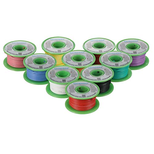 BNTECHGO 18 Gauge Silicone Wire Kit 10 Color Each 25 ft Flexible 18 AWG Stranded Tinned Copper Wire | Flexible 18 Gauge Stranded Wire Silicone Rubber Insulation For RC Models, Drone, Robot, Battery, EV Charger, 3D Printer, DIY - size: 10 Colors Each 25ft,