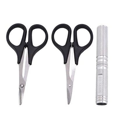 RC Curved Scissors and Hole Puncher Kit, Aluminum Alloy Body Reamer for RC Car Drone Shell Trimming, 014mm Adjustable Cutter with Ergonomic Grip (Silver) - color: Silver