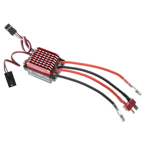 RC Car 60A Brushed ESC Electric Speed Controller 6V/2A BEC Compatible with Traxxas TRX4 TRX6 D90 HSP Tamiya Redcat Axial SCX10 HPI 4WD Truck 1/10 RC Truck Car Crawler (T-Plug Without Fan) - style: T Plug Without Fan