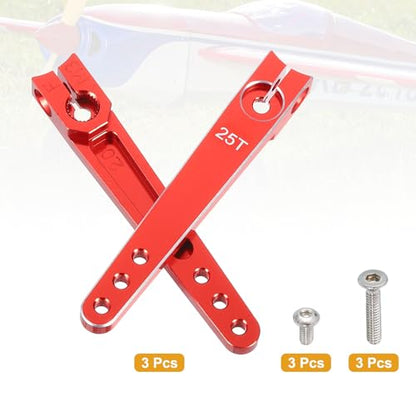 MECCANIXITY Aluminum Alloy 2 inch 25T Steering Servo Arm Horn Red for Car/Boat/Airplane Boat Accessories Pack of 3 - color: Red