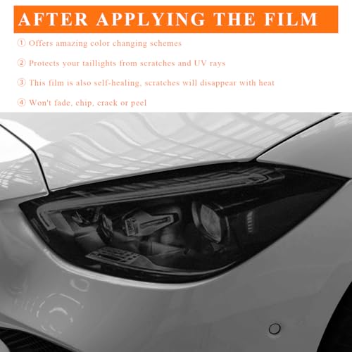 Sun Walker Car Light Tint Film, 12 x 48 Inch Waterproof Taillight Wrap Film Roll with Squeegee & Cutter, Self-Adhesive Vinyl Sticker Sheet Roll for Headlights Fog Lights Tail Lights (Matte Black) - color: Matte Black