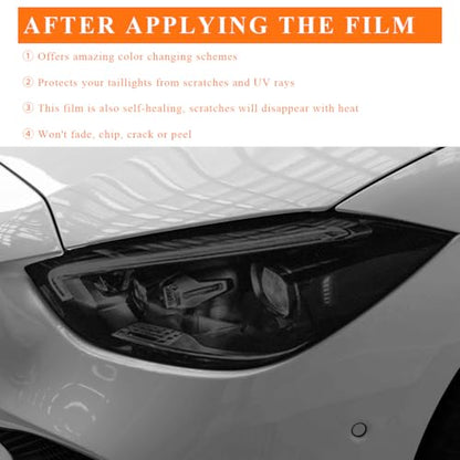 Sun Walker Car Light Tint Film, 12 x 48 Inch Waterproof Taillight Wrap Film Roll with Squeegee & Cutter, Self-Adhesive Vinyl Sticker Sheet Roll for Headlights Fog Lights Tail Lights (Matte Black) - color: Matte Black
