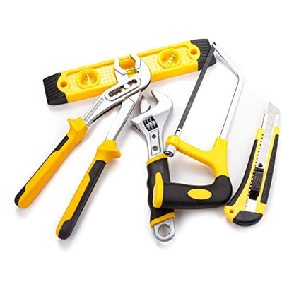 CARTMAN 218-Piece Household Tool Set, Yellow Home Repair Kit With Tool Case | Complete tool assortment for home repairs, office fixes, dorm needs, furniture setup, crafting, and everyday household fixes. - style: 218 PC