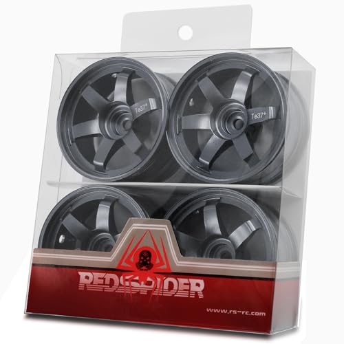 REDSPIDER • Aluminum 1/10 RC Drift Wheels 12mm Hex for 1:10 Rally Racing Car Tires Tamiya TT01 TT02 XV01 TA06 A959 PTG2 HPI KYOSHO HSP PTG2 Touring Street Tyres 4pcs (Titanium) - color: Titanium