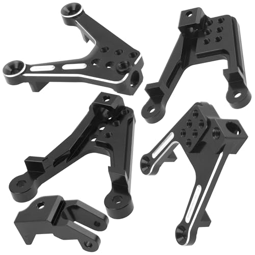 ShareGoo 4PCS Aluminum Front Rear Shock Tower Shock Hoops Bracket Mount Compatible with Axial SCX10 II 90046 90047 1/10 Scale Crawler Upgrade Part (Black) - color: Black