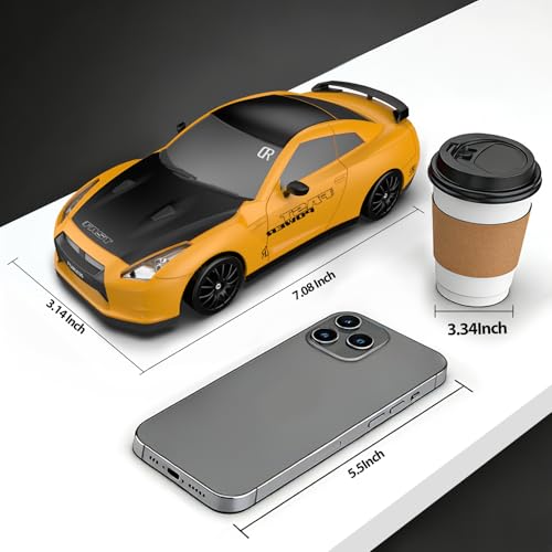 Remote Control Car RC Drift Car 2.4GHz 1:24 Scale 4WD 20KM/H High Speed Model Vehicle with LED Lights Drifting Tire Racing Sport Toy Car for Adults Boys Girls Kids Gift - color: E-yellow