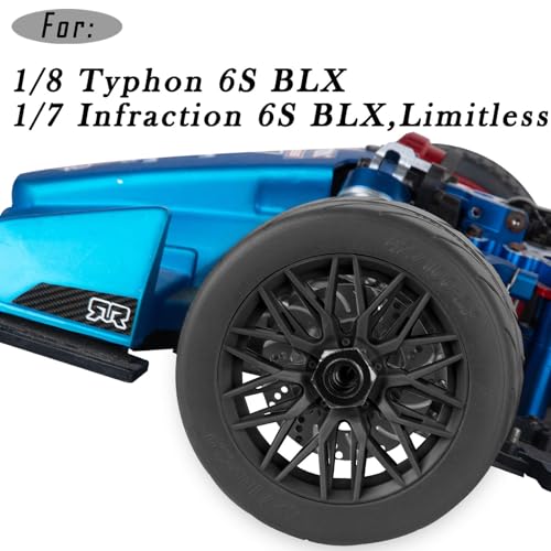 RC Tires Wheels for 1/7 Infraction 6S BLX,1/8 Typhon 6S BLX,Limitless,Rubber Highway Wheels Soft Tires Truck Tire Highway Tires,4PCS Black - color: Black(4pcs Tires)