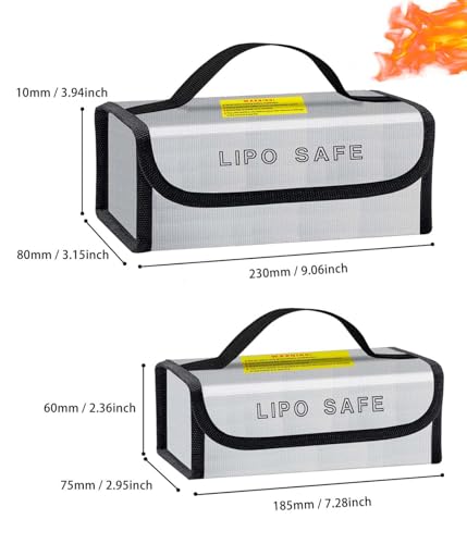 Lipo Battery Safe Bag Large Capatity Fireproof Bag for Ebike Lipo Battery Other Batteries Storage Charging Transport Home Office Travel Safe Storage Pouch - size: 230*80*100+185*75*60mm