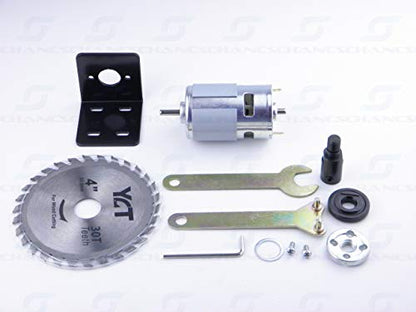 775 Motor DC 12V/24V Table Saw Kit High Power Torque Circular Saw with Saw Blade Chuck and Saw Blade - color: 775 Motor + Connecting Rod + Bracket + Circular Saw Blade
