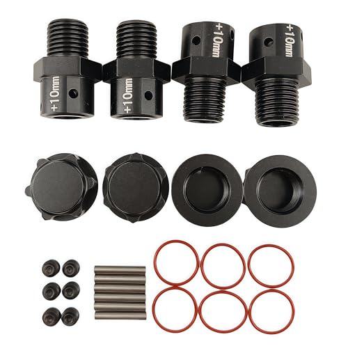 10mm Extended Wheel Hex Hub Set for ARRMA Kraton Mojave Infraction 6S (Black) | Aluminum,1/8,1/7,Outcast,Big Rock,Felony,Limitless,Upgrade Parts,CNC Machined,High Strength - color: Black