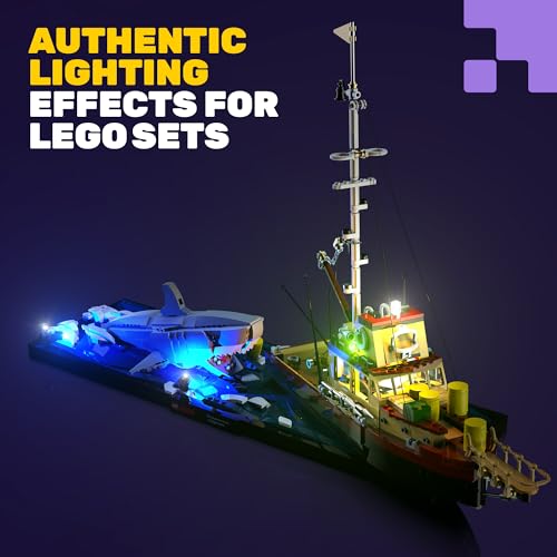 Light My Bricks Light Kit for Lego Jaws #21350 |LED Lighting Kit Compatible with Jaws Lego Set| Adds Realistic Ambience to Your Boat Display (Set Not Included)