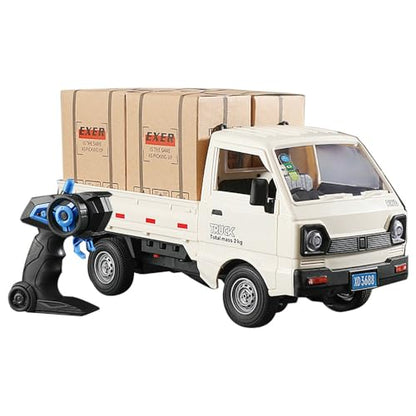 GoolRC Remote Control Car Kei Truck, 1:16 Scale RC Transport Pickup Truck with Spray and Light, 2.4GHz All Terrain RC Cars for Teens and Adults Christmas or Birthday Gift (White) - color: White